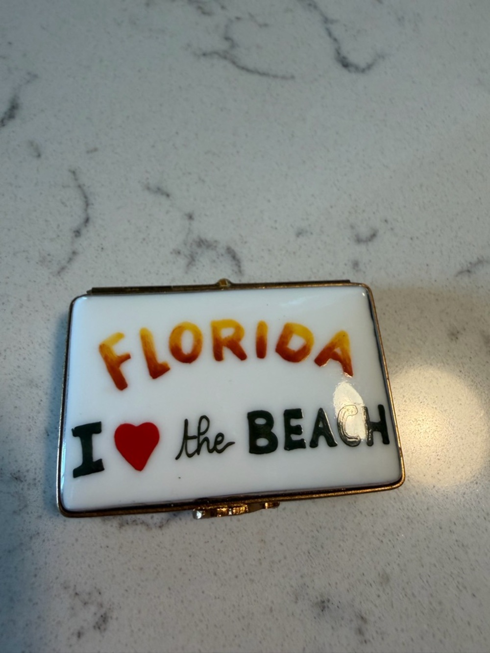 Vintage Limoges Florida "I ♥ the Beach" Trinket Box
